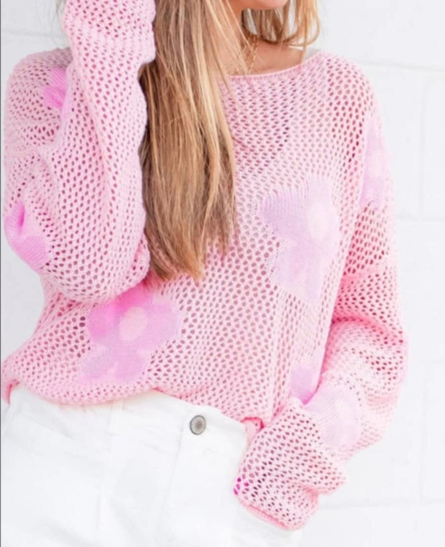 Flower knit sweater