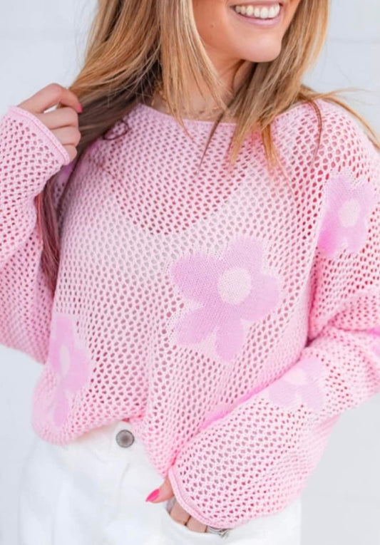 Flower knit sweater